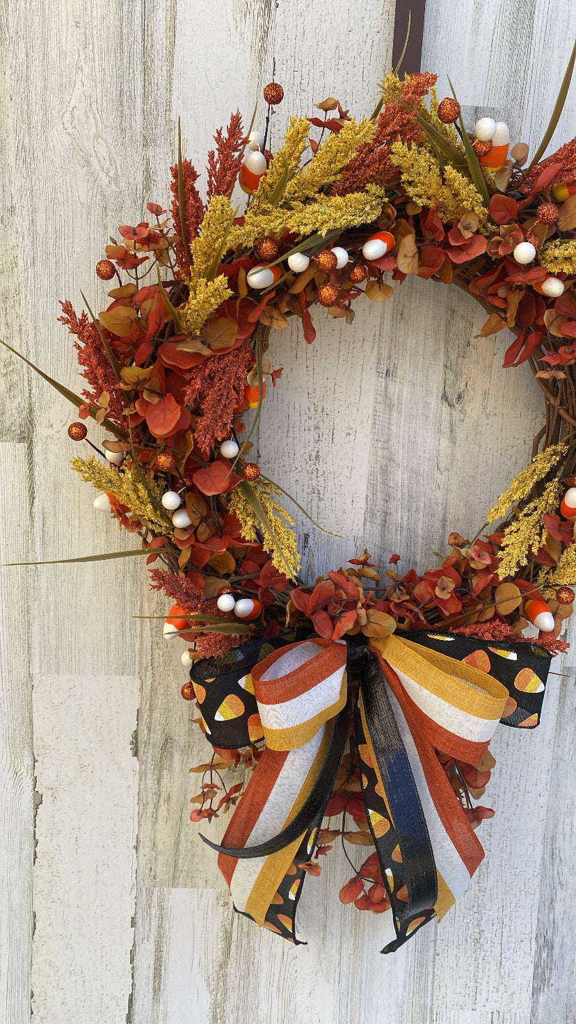 Candy Corn Autumn Wreath Fall Decoration Door Decor October Halloween