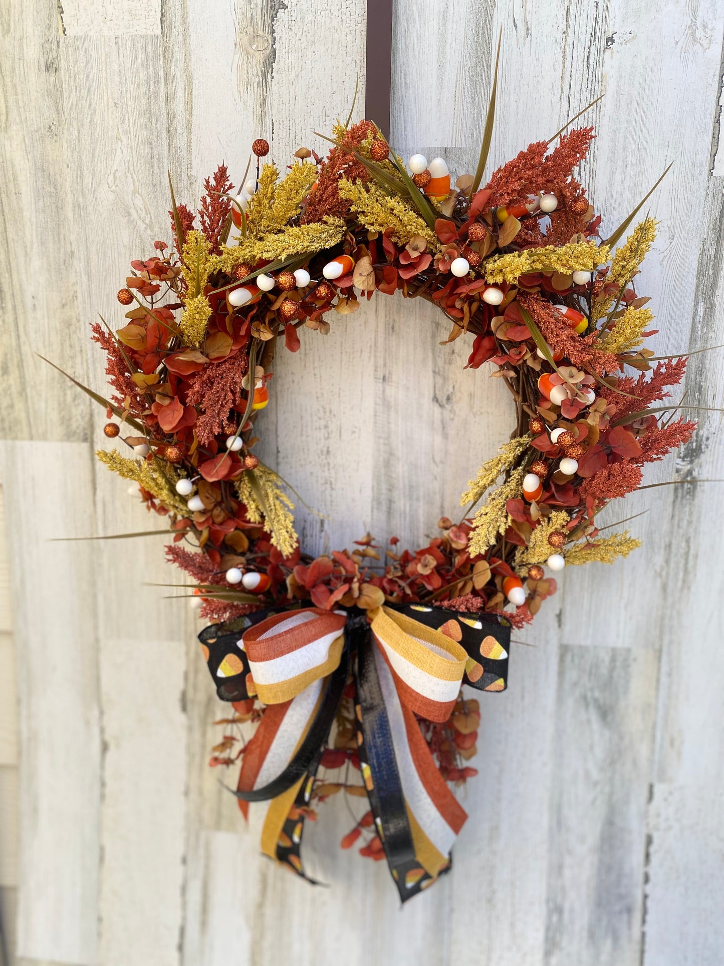 Candy Corn Autumn Wreath Fall Decoration Door Decor October Halloween