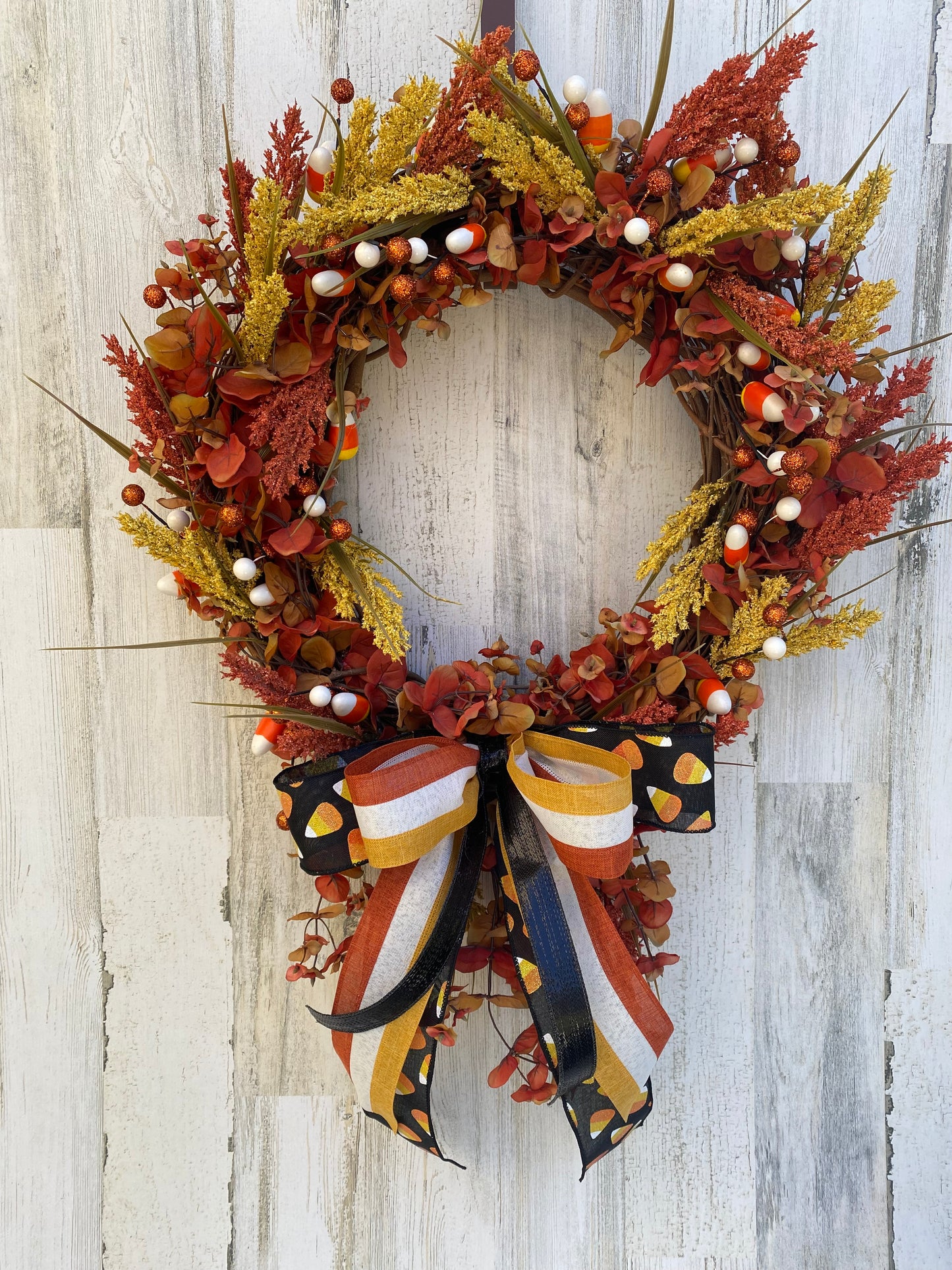 Candy Corn Autumn Wreath Fall Decoration Door Decor October Halloween