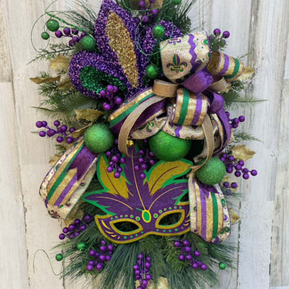 Mardi Gras Front Door Swag